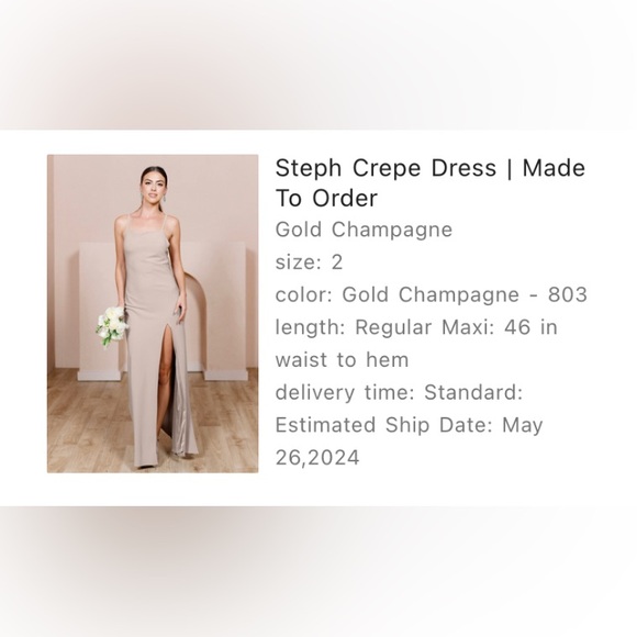 Revelry - Steph Crepe Bridesmaid Dress in Champagne - Picture 5 of 6